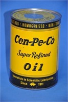 Vintage Cen-Pe-Co Motor Oil 1-qt tin, opened