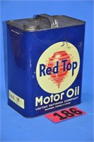Vintage Red Top Motor Oil 2-gal metal container