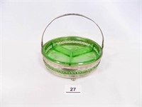 Green Glass Divided Dish
