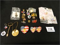 Lapel Pins-(18); Charms-(2)