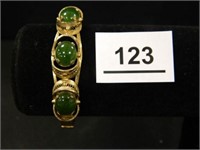 Bracelet w/3 Green Stones; Sterling