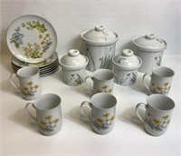 16pc Lot of Floral China and Cannisters