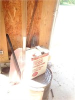 5 gal. metal bucket, scoop shovel, partial can