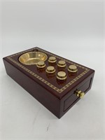 Inlaid Box with Drawer & Brass Accents