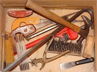 Asst. tools, pipe wrench, hammer, pry bar,