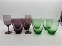 9pc Vintage Purple / Green Drinkware