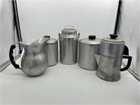 Lot of 5 Vintage Metal Canisters