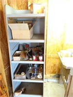 Wood Shelf cabinet w/contents - light bulbs,
