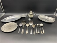 14pc Assorted Coin Silver / Silver Plate / Pewter