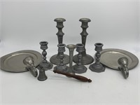 10pc Pewter Candlestick Lot