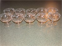 10 Etched glass sherbet glasses, 1 doesn't match