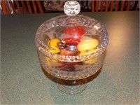 Lidded glass Fruit Compote 8" x 12"