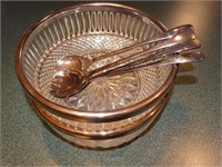 2 -9" Glass serving bowls w/utensils