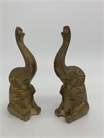 Pair of Brass Elephant Figurines / Book Ends