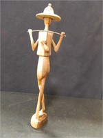 Wooden Figure Carrying Jug; 18" h.