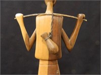 Wooden Figure Carrying Jug; 18" h.