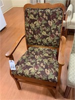 Wood Chair w/ Vintage Fabric Upholstery