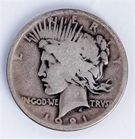 Coin 1921-P Silver Peace Dollar