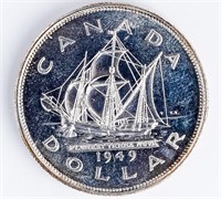 Coin 1949 Canadian Silver Dollar In GEM BU