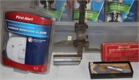 Starrett micrometer, in OB; surface gauge;