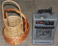 Honeywell Heat Giant electric heater & (2) wicker