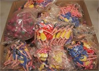 box of hundreds of Pocohontas figures & Barney