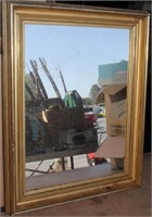 gilt framed mirror; mirror & (5) framed prints