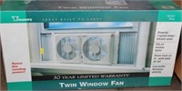 twin window fan in OB; string of elec lights, (5)