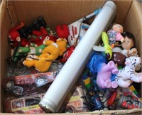 box of asstd toys; Dr. Scholl's full cushion