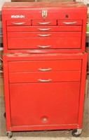 rolling Stack-On tool chest on chest, top has six