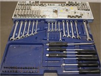 (3) tool trays - socket set, wrench set &
