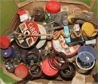 box full of jars & cans full of assorted hardware