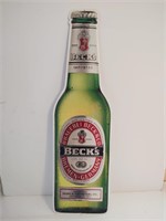 Metal Beck's Beer advertising sign