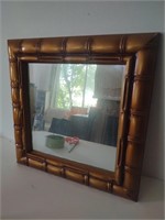 Metal bamboo look accent mirror