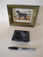 two vintage ashtrays marble and labrador