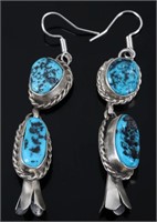 Navajo B. Lee Kingman Turquoise Blossom Earrings