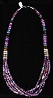 Navajo TR Singer Sugalite Multi Strand Necklace