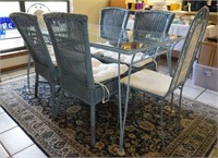 Metal and glass dining table w/chairs