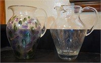Etched glass water pitchers