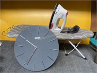 Fold-away iron board, Iron & Wall Clock