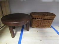 Primative Milking Stool and Basket