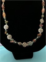 Pretty Fall Colored Stone and Siler Metal Beads