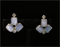 Beautiful Dressy Blue Stone Vintage Clip Earrings
