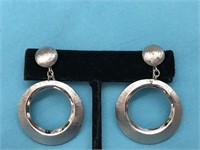 Silver Metal Vintage TRIFARI Clip On Earrings