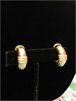 Gold Metal 1/2 Hoop Colored Vintage Clip Earrings