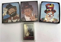 Red Skelton coasters and clown playing cards