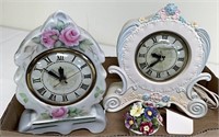 Pair of porcelain clocks