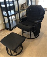 Black swiveling, gliding chair with matching foot