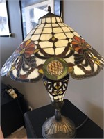 Large Stained glass table lamp 27" tall.