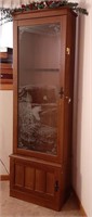 Locking gun cabinet with etched glass door. With